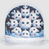 Niedliche, weiße Katzenfacen in einer Schneeflocke Schneekugeln (Rückseite)