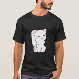 Niedliche, weiße Katzenkrankheit Chibi T-Shirt