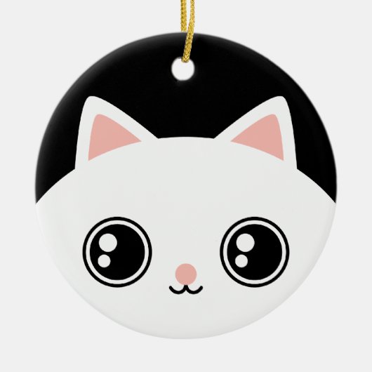 Niedliche weiße Kitty-und schwarze des Kitty-zwei Keramikornament (Vorne)