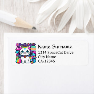 Niedliche weiße kosmische Weltraumkatze