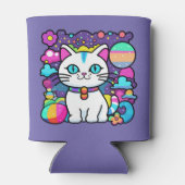 Niedliche weiße kosmische Weltraumkatze Dosenkühler (Rückseite)