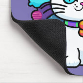 Niedliche weiße kosmische Weltraumkatze Mousepad (Ecke)