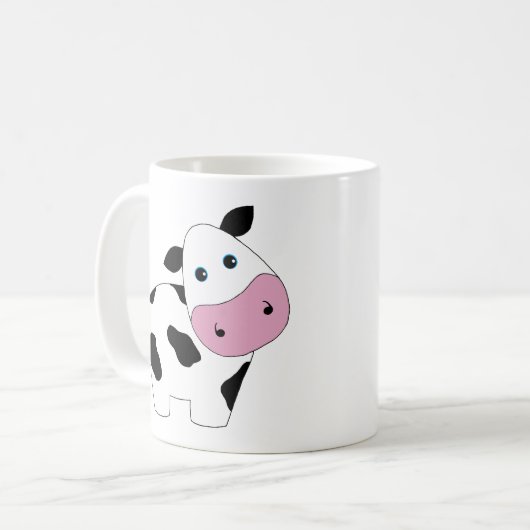 Niedliche weiße Kuh Kaffeetasse (Vorderseite Links)