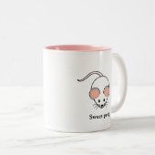 Niedliche weiße Maus & Kalligrafie Zwei-Tone-Kaffe Zweifarbige Tasse (VorderseiteRechts)