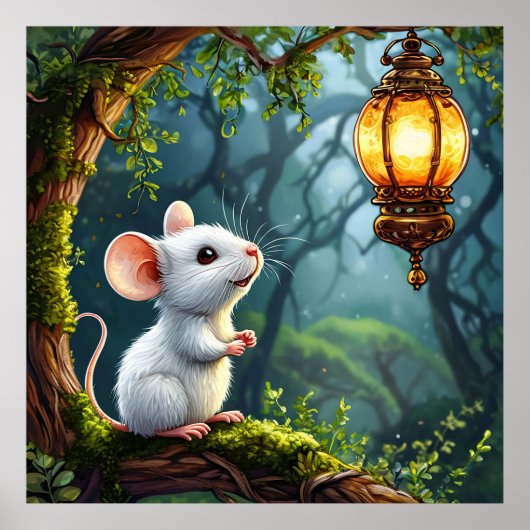 Niedliche weiße Maus Poster (Vorne)