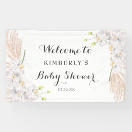 Niedliche weiße Orchideen und Pampas Babydusche Hi Banner