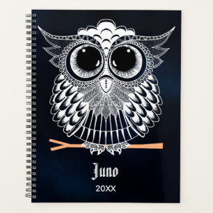 Niedliche Weiße Owl Mandala Doodle Henna Muster Planer