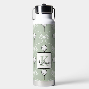Niedliche Weiße Schleife Golf Muster Monogramm  Trinkflasche