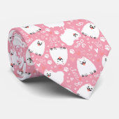 Niedliche weiße Spitz und Herzmuster Krawatte (Gerollt)