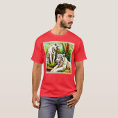 Niedliche weiße Tiger im Dschungel. Jetzt kaufen T-Shirt (Vorne ganz)