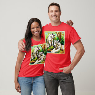 Niedliche weiße Tiger im Dschungel. Jetzt kaufen T-Shirt