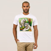 Niedliche weiße Tiger im Dschungel. Jetzt kaufen T-Shirt (Vorne ganz)