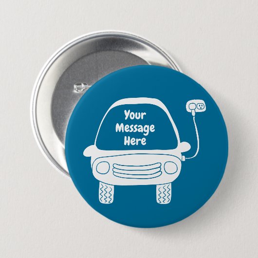 Niedliche, weiße und blaue elektrische Autos Button (Vorne & Hinten)