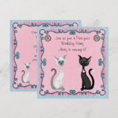 Niedliche weiße und schwarze Katzen Einladung zum  (Vorne/Hinten)