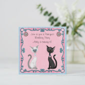 Niedliche weiße und schwarze Katzen Einladung zum  (Stehend Vorderseite)