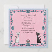 Niedliche weiße und schwarze Katzen Einladung zum  (Rückseite)
