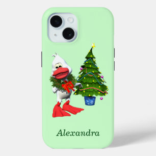 Niedliche weiße Weihnachtsente mit einem Kranz Case-Mate iPhone Hülle