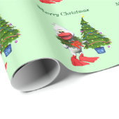Niedliche weiße Weihnachtsente mit einem Kranz Geschenkpapier (Rolleneckpunkt)