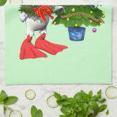 Niedliche weiße Weihnachtsente mit einem Kranz Geschirrtuch (Gefaltet)