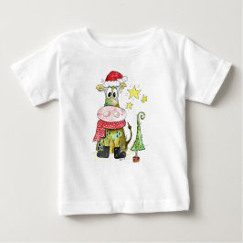 Niedliche weiße Weihnachtskuh Baby T-shirt