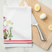 Niedliche weiße Weihnachtskuh Geschirrtuch (Viertel Falte)