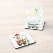 Niedliche weiße Weihnachtskuh Getränkeuntersetzer (Rechte Seite)