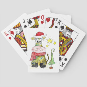 Niedliche weiße Weihnachtskuh Spielkarten