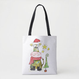 Niedliche weiße Weihnachtskuh Tasche