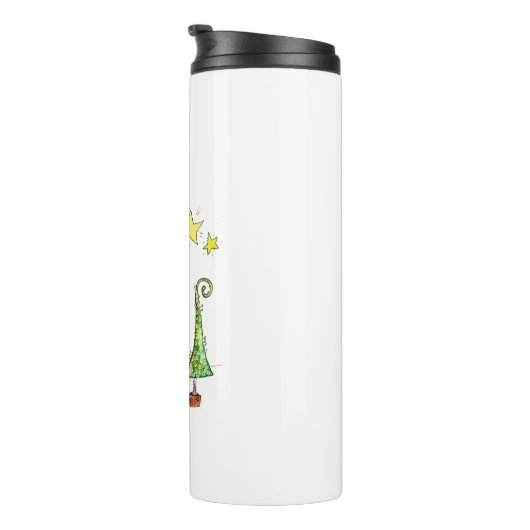 Niedliche weiße Weihnachtskuh Thermosbecher (Nach rechts gedreht)