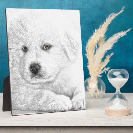 Niedliche Weiße Welpe Fotoplatte (Seite)