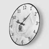 Niedliche Weiße Welpe Große Wanduhr (Winkel)