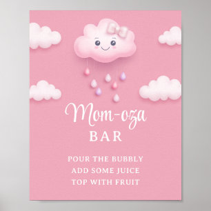 Niedliche weiße Wolke 9 blassrosa Mama-Osa Bar Poster