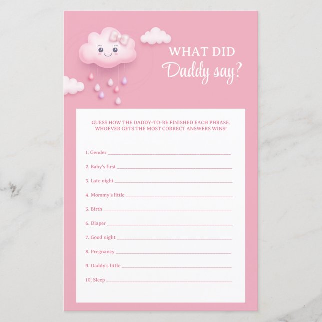 Niedliche weiße Wolke 9 Was hat Daddy gesagt? (Vorderseite)