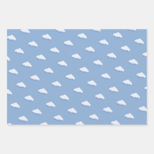 Niedliche weiße Wolke, neunblass blauer Junge Geschenkpapier Set (Vorderseite 2)