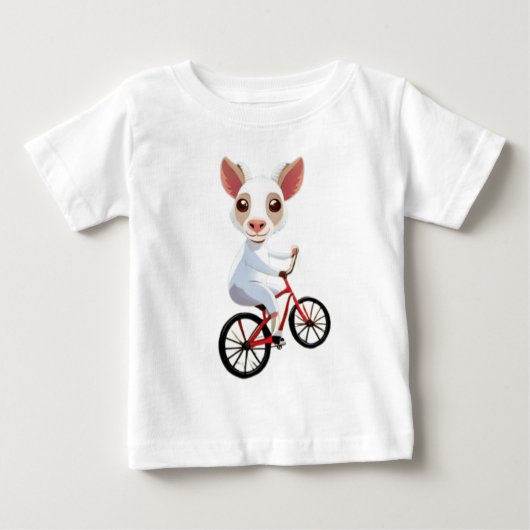 Niedliche, weiße Ziege auf dem Fahrrad Baby T-shirt (Vorderseite)