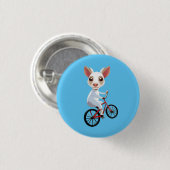 Niedliche, weiße Ziege auf dem Fahrrad Button (Vorne & Hinten)