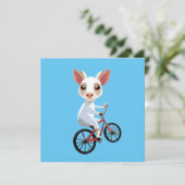 Niedliche, weiße Ziege auf dem Fahrrad Einladung (Stehend Vorderseite)