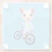 Niedliche, weiße Ziege auf dem Fahrrad Glasuntersetzer (Rückseite)