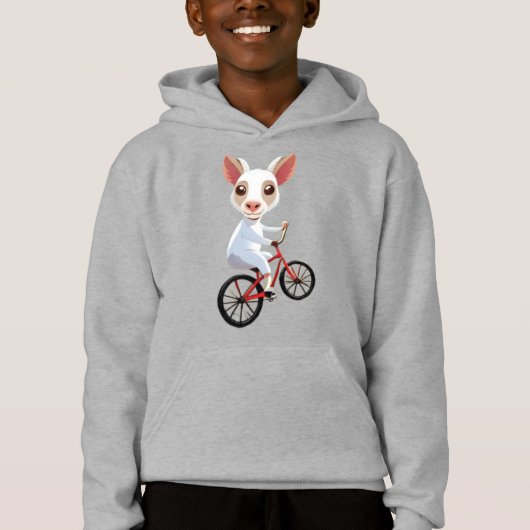 Niedliche, weiße Ziege auf dem Fahrrad Hoodie (Vorderseite)