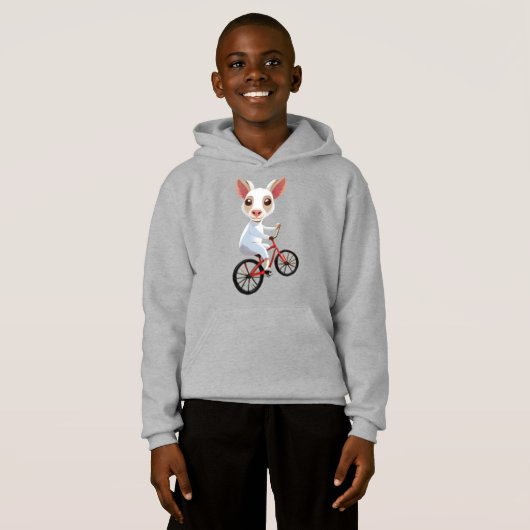 Niedliche, weiße Ziege auf dem Fahrrad Hoodie (Vorne ganz)