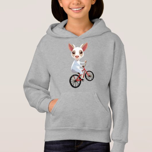 Niedliche, weiße Ziege auf dem Fahrrad Hoodie (Vorderseite)