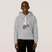 Niedliche, weiße Ziege auf dem Fahrrad Hoodie (Vorne ganz)