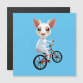 Niedliche, weiße Ziege auf dem Fahrrad Magnetkarte (Vorne/Hinten)