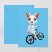 Niedliche, weiße Ziege auf dem Fahrrad Postkarte (Vorne/Hinten)