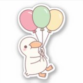 Niedliche Weißente mit Balloons Aufkleber (Vorderseite)