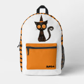 Niedliche/weißliche Halloweenkatze Bedruckter Rucksack (Vorderseite)