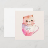 Niedliche weißrosa Katze im Tea Cup (2) (Vorne/Hinten)
