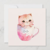 Niedliche weißrosa Katze im Tea Cup (2) (Vorderseite)