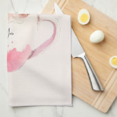 Niedliche weißrosa Katze im Tea Cup (2) Geschirrtuch (Viertel Falte)