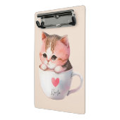 Niedliche weißrosa Katze im Tea Cup (2) Mini Klemmbrett (Gewinkelt2)
